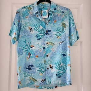 Disney Exclusive Aulani Button Down Short Sleeve Shirt - Kids Size XL 14-16 NWT